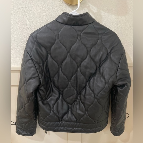 Slate & Willow Quilted Faux Leather Black Jacket Size Small - Picture 10 of 16